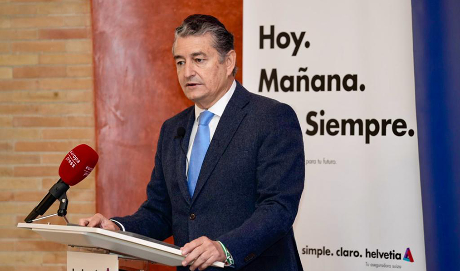 El consejero de Presidencia, Antonio Sanz, durante su intervención en el foro 'El reto de la ciberseguridad en Andalucía'.